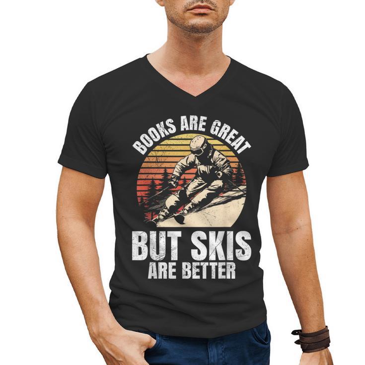 Skier BOOKS ARE GREAT BUT SKIS ARE BETTER Vintage Men's V-Neck T-Shirt