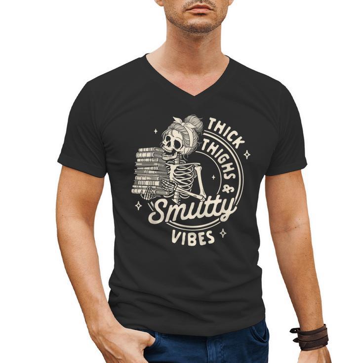 Smut Book Reader Spicy Romance Thick Thighs & Smutty Vibes Men's V-Neck T-Shirt