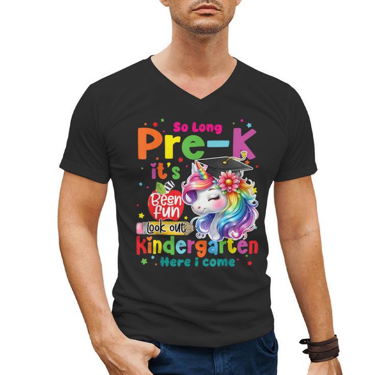 So Long Prek Pre-K Graduation Graduate Unicorn Kids Girls Men's V-Neck T-Shirt