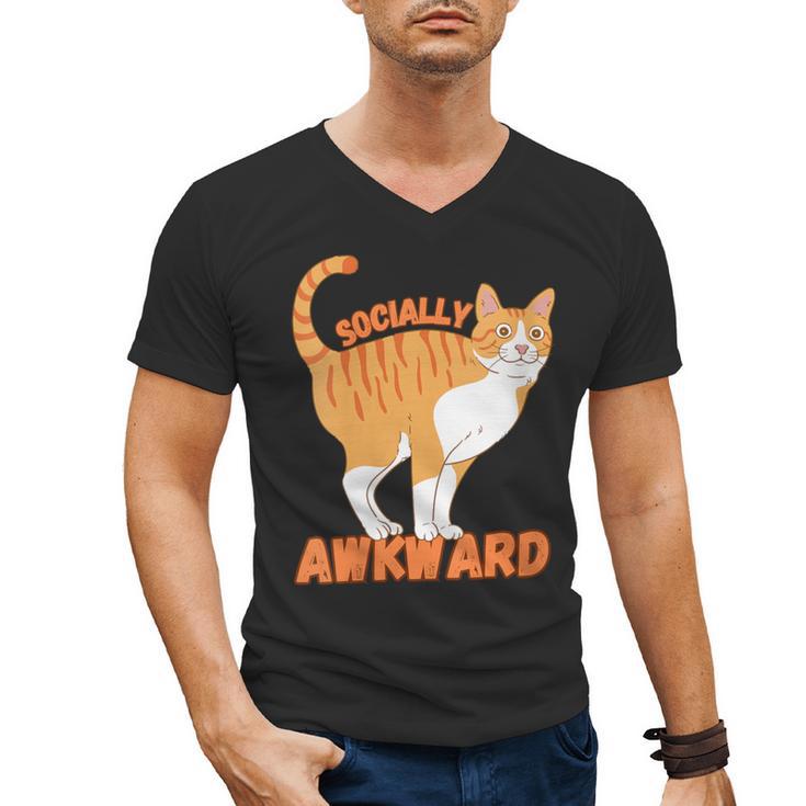 SOCIALLY AWKWARD FUNNY CAT ANTISOCIAL INTROVERT WEIRD Men's V-Neck T-Shirt