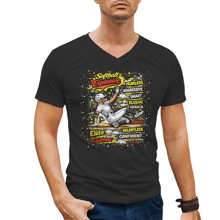 Softball Slider Pop Comic Book Art Best Traits Fast Elite Men's V-Neck T-Shirt