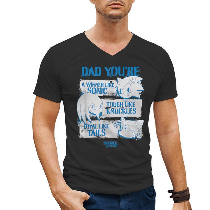 Sonic The Hedgehog Father's Day Dad Qualities Distressed Men's V-Neck T-Shirt