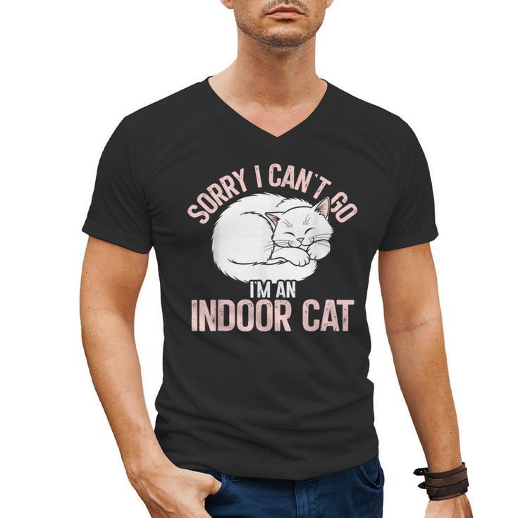 Sorry I Can't Go I'm An Indoor Cat Lazy Humor Introvert Cat Men's V-Neck T-Shirt