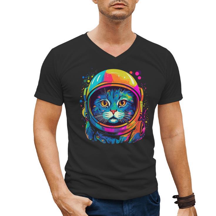 Space Cat Mom Cat Dad Men Women Kids Astronaut Space Men's V-Neck T-Shirt