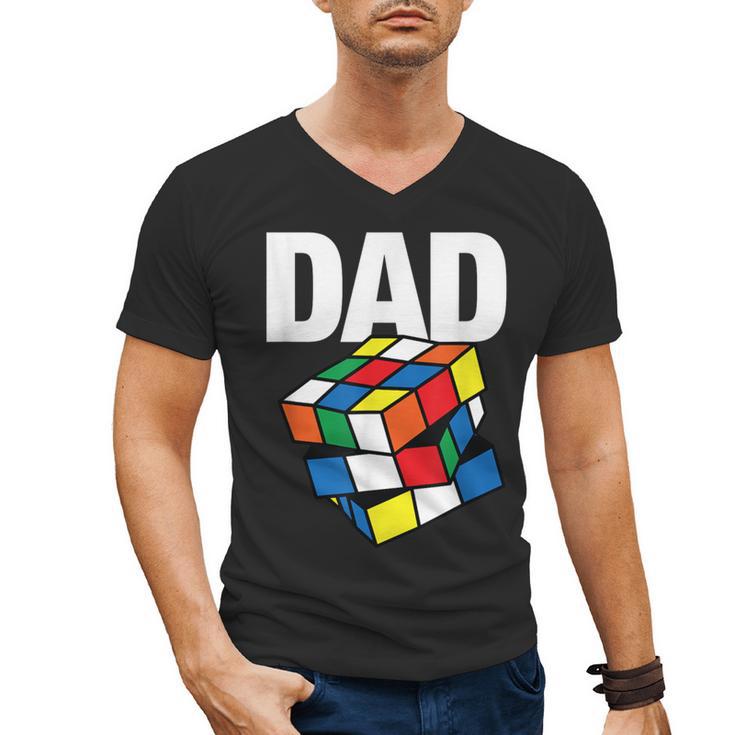 Speed Cubing Dad Puzzle Cuber Cube Kids Men's V-Neck T-Shirt