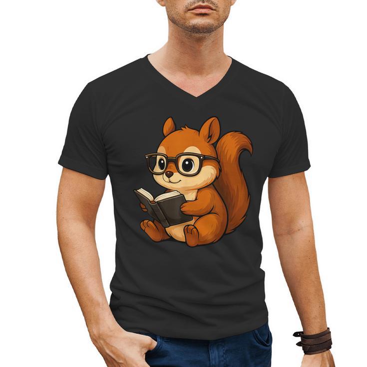 Squirrel Reading Book Lover Men's V-Neck T-Shirt Squirrel Reading Book Lover Men's V-Neck T-Shirt
