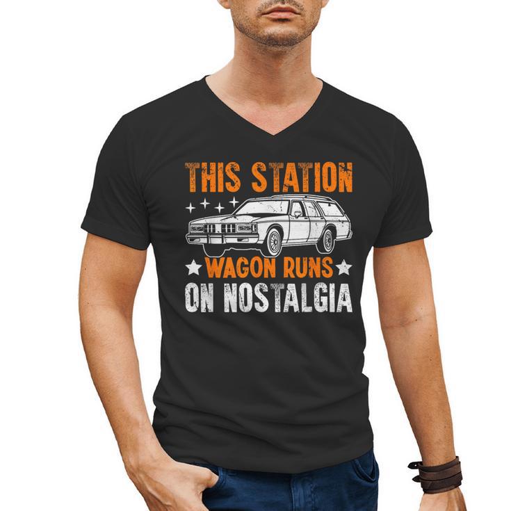This Station Wagon Runs On Nostalgia Wagon Men's V-Neck T-Shirt