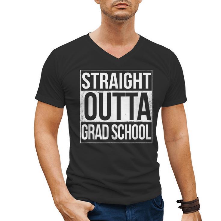 Straight Outta Grad School Graduation T Shirt Gift Men's V-Neck T-Shirt