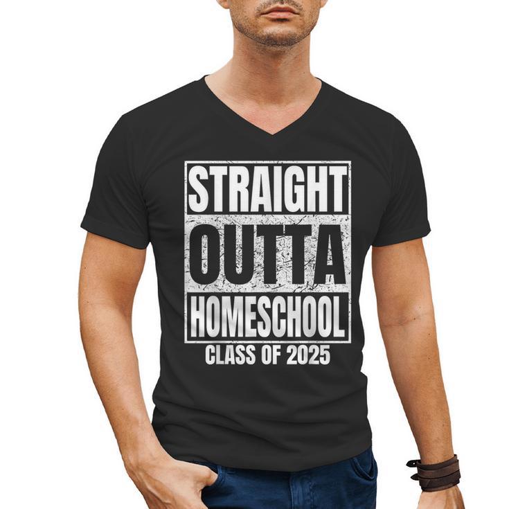 Straight Outta Homeschool Class 2025 Boys Kids Graduation Men's V-Neck T-Shirt