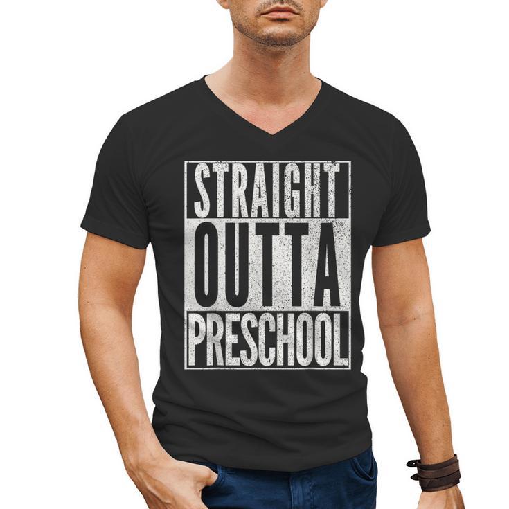 STRAIGHT OUTTA PRESCHOOL GIFT Grad Graduation Kids Men's V-Neck T-Shirt