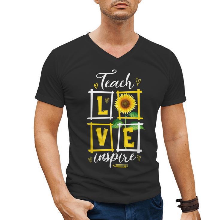 Sunflower Teach Love Inspire Cool Graduation Teacher School Men's V-Neck T-Shirt