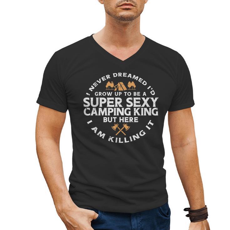 Super Camping King Camp Camper Dad Men Husband Men's V-Neck T-Shirt