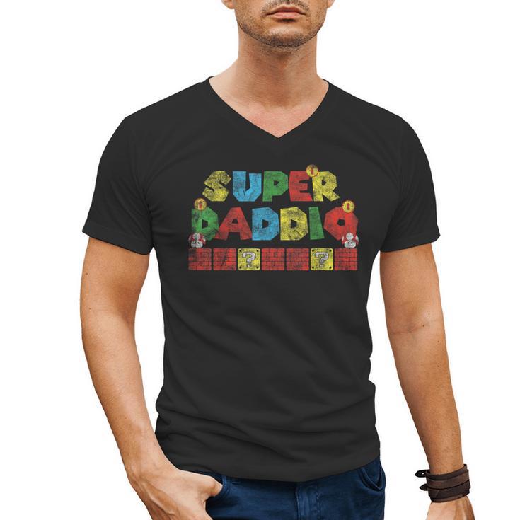 Super Daddio Retro Gamer Dad Style Men's V-Neck T-Shirt