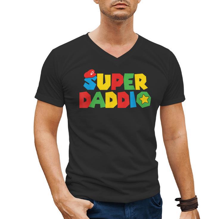 Super Gamer Dad Unleashed Celebrating Fatherly Powers Men's V-Neck T-Shirt