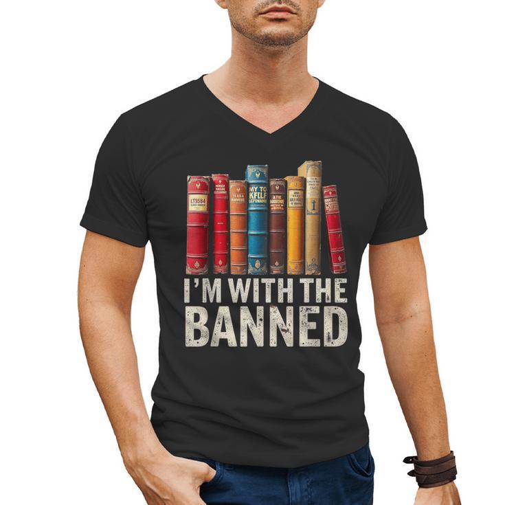Support Banned Books Freedom I'm With The Banned Men's V-Neck T-Shirt