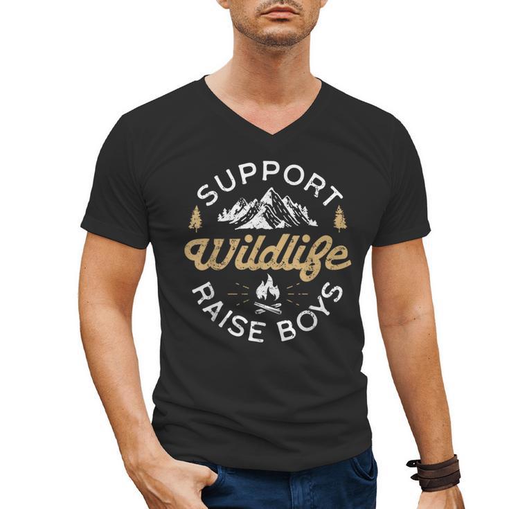 Support Wildlife Raise Boys Parent Mom & Dad Men's V-Neck T-Shirt