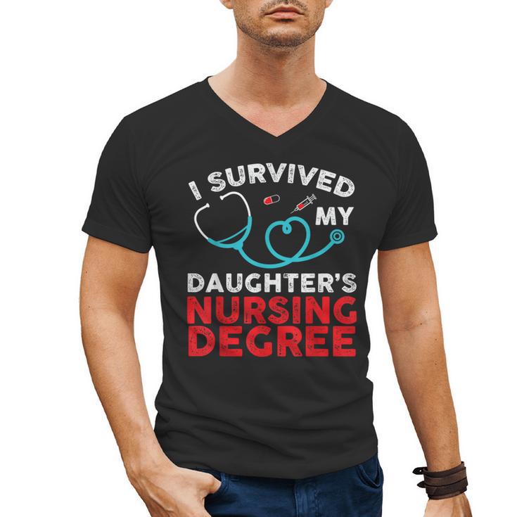 I Survived My Daughter's Nurse Degree School Graduation Men's V-Neck T-Shirt