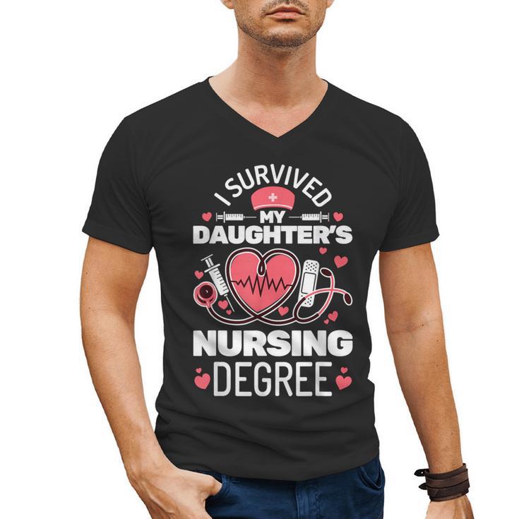 I Survived My Daughter's Nursing Degree School Graduation Men's V-Neck T-Shirt