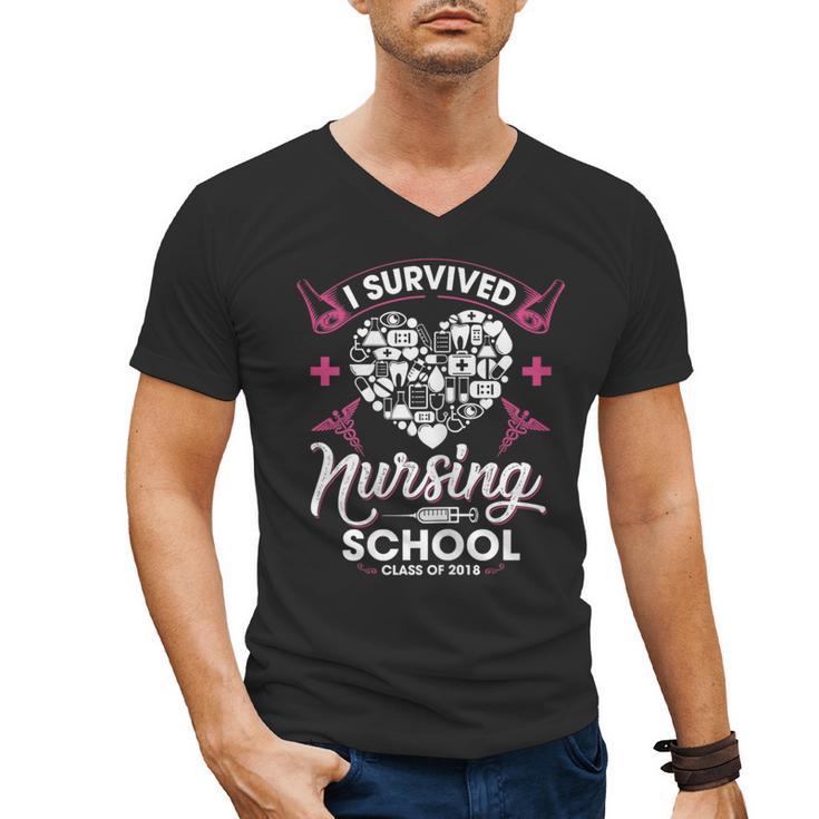 I Survived Nursing School Class Of 2018 Graduation T-Shirt Men's V-Neck T-Shirt
