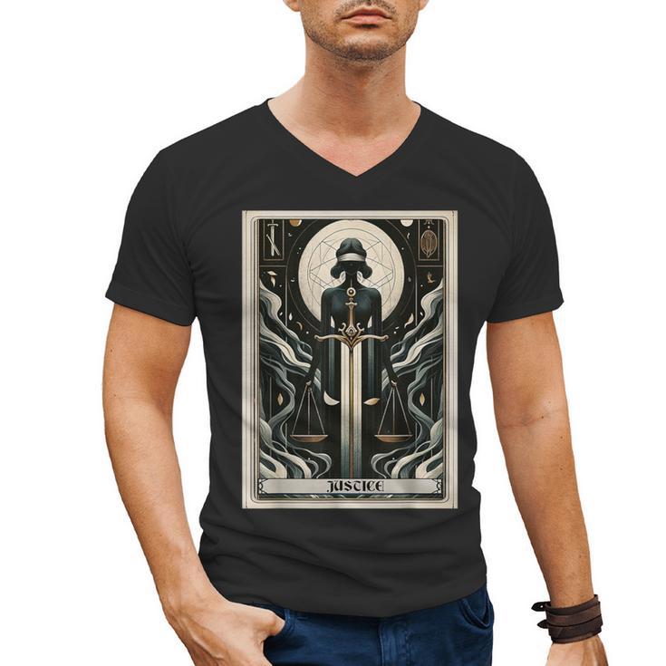 Tarot Cards Guide Book Esoteric Mysticism Clothing Tarot Card Justice Men's V-Neck T-Shirt