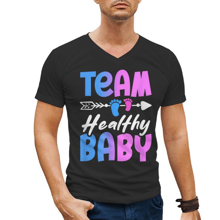 Team Healthy Baby Gender Reveal Pregnancy Mom Dad Men's V-Neck T-Shirt