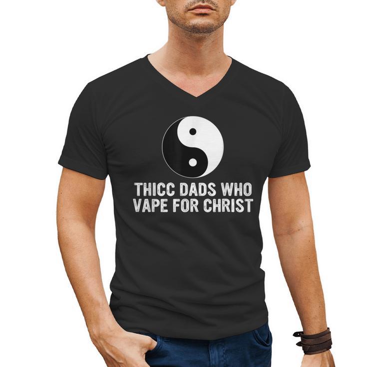 Thicc Dads Who Vape For Christ Father Day Men's V-Neck T-Shirt