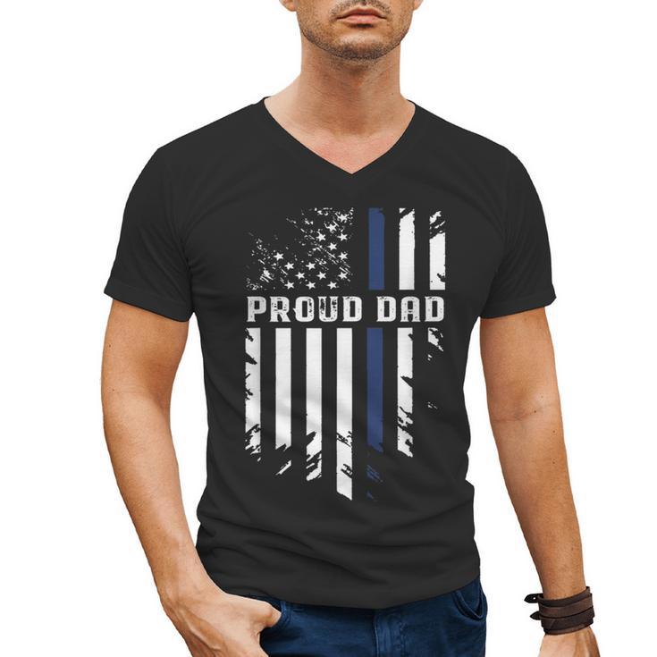 Thin Blue Line Proud Dad Police Family T-Shirt Men's V-Neck T-Shirt
