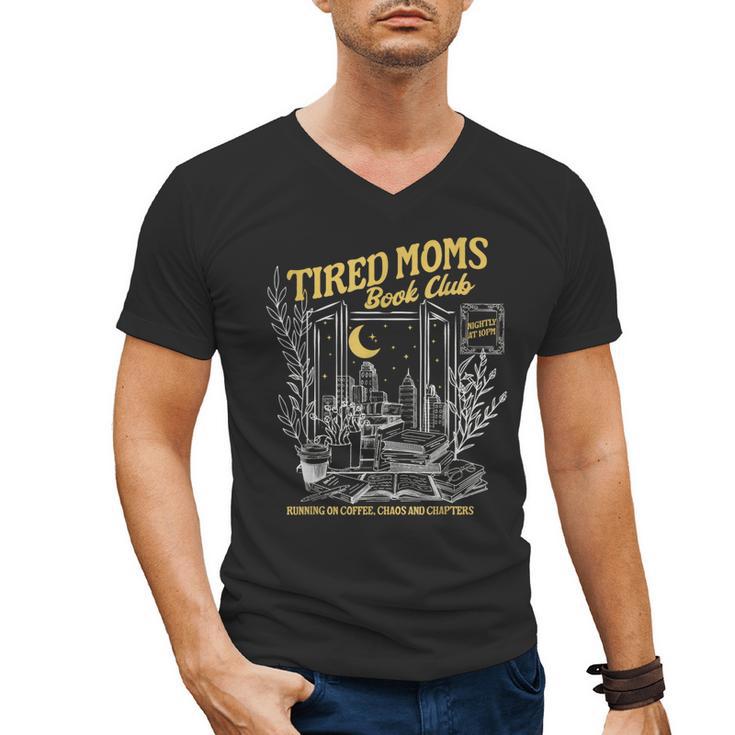 Tired Moms Club Bookish Book Lover Homebody Fall Book Club Men's V-Neck T-Shirt