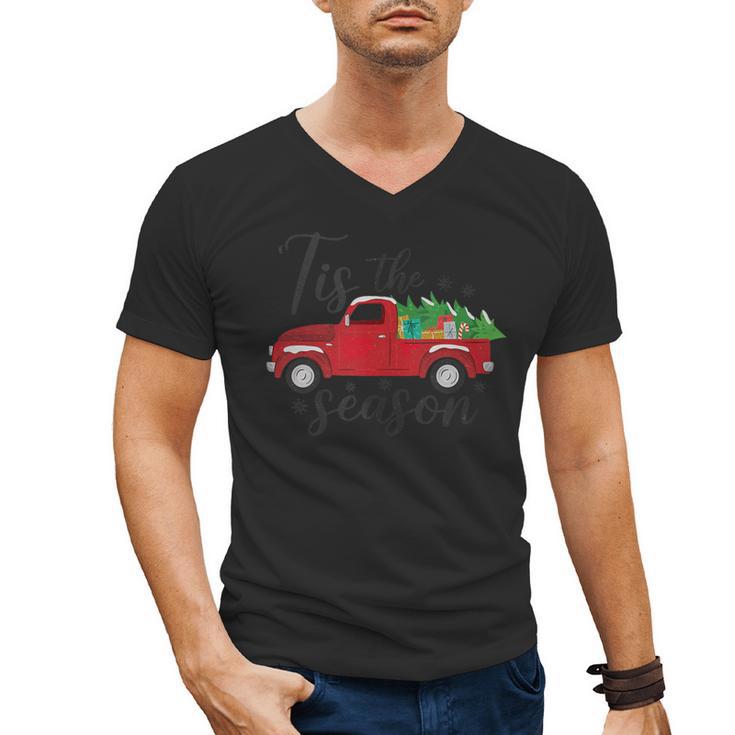 Tis The Season Holiday Nostalgia Red Truck Men's V-Neck T-Shirt