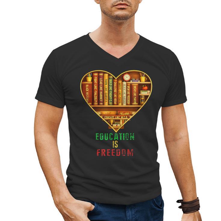 History Education Is Freedom Books Black History Heart Men's V-Neck T-Shirt
