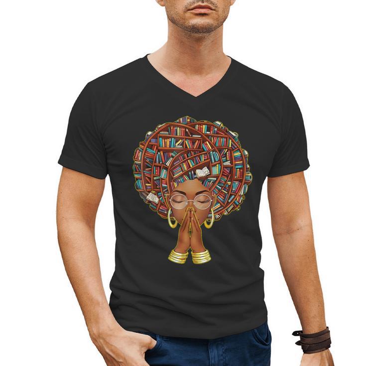 History Month Afro Book Lover Women Girls Librarian Men's V-Neck T-Shirt