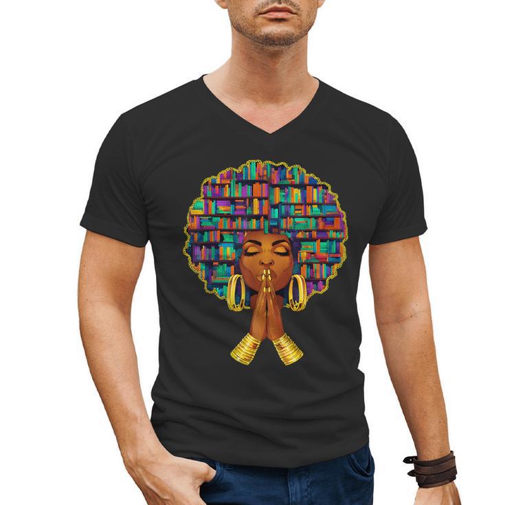 History Month Afro Women Book Lover Librarian Teacher Men's V-Neck T-Shirt