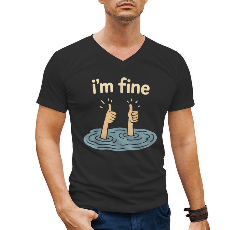 Two Thumbs Up I'm Fine Sarcastic Meme Introvert Humor Men's V-Neck T-Shirt