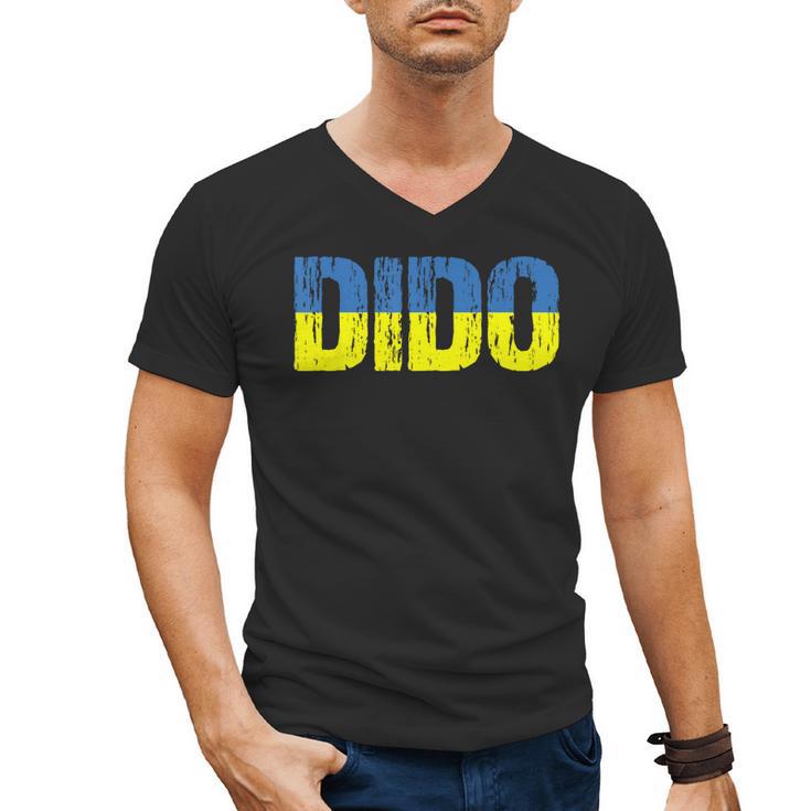 Ukrainian Dido Grandfather Dad Ukraine Flag Distressed Men's V-Neck T-Shirt