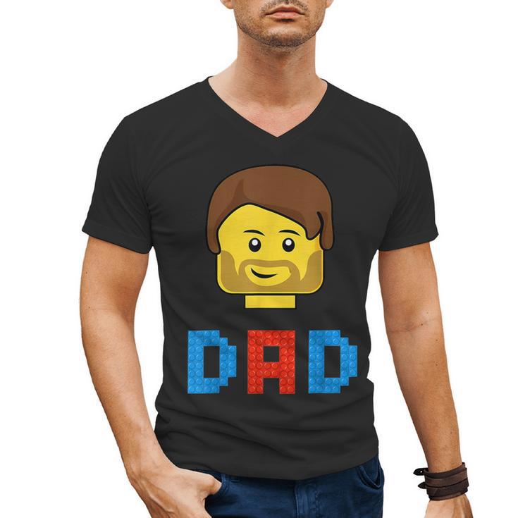Unique Family Dad Master Builder Building Bricks Blocks Men's V-Neck T-Shirt