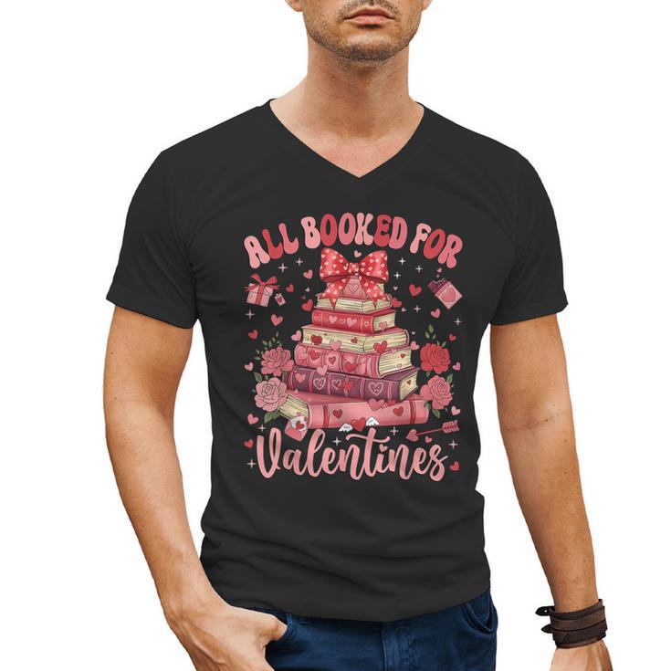 Valentine All Booked For Valentines Book Lovers Teacher Kid Men's V-Neck T-Shirt
