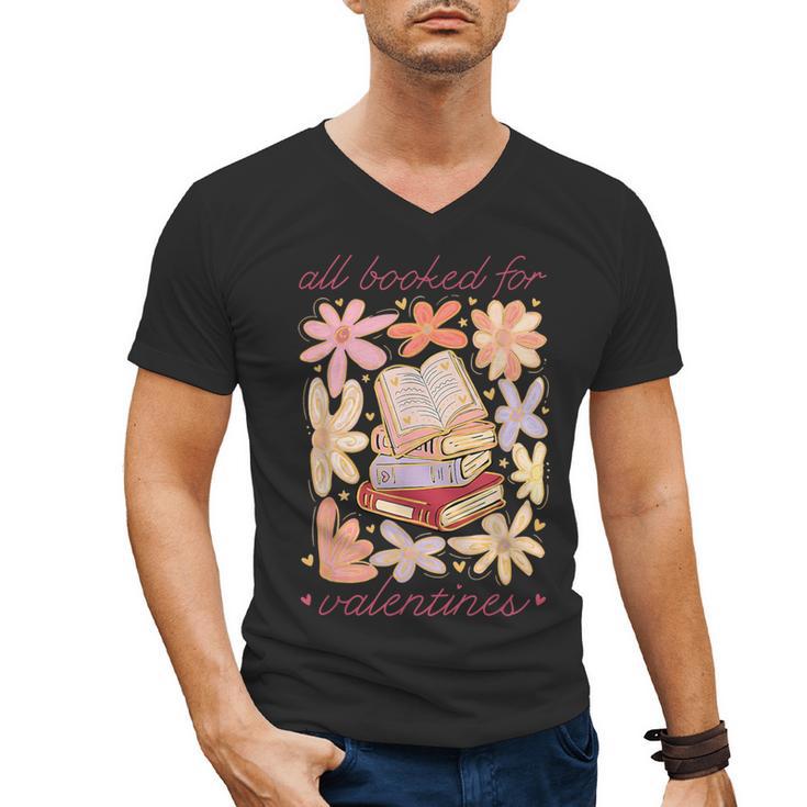 Valentine All Booked For Valentines Book Lovers Teacher Kids Men's V-Neck T-Shirt