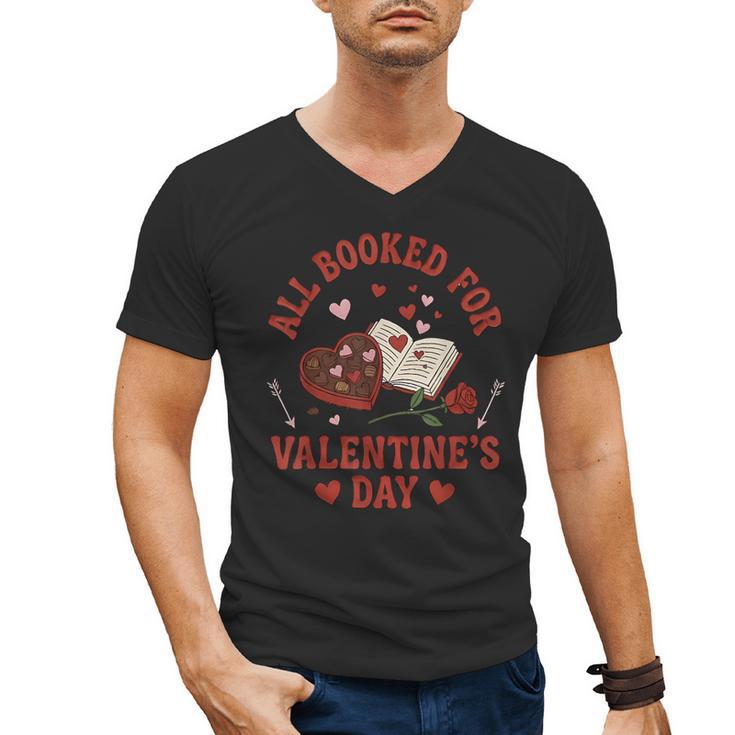 Valentines All Booked For Valentines Book Lover Girl Teacher Men's V-Neck T-Shirt