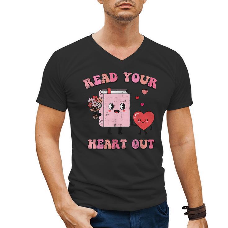 Valentines Day Book Read Your Heart Out Women Men Kids Men's V-Neck T-Shirt