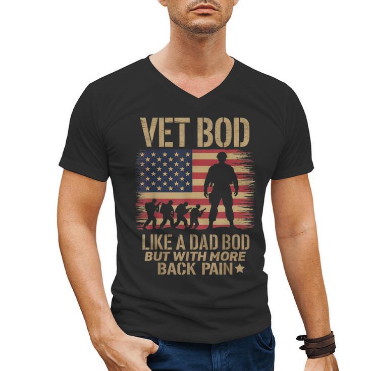 Vet Bod Like Dad Bod But With More Back Pain US Flag Veteran Men's V-Neck T-Shirt