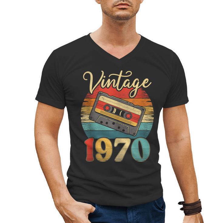 Vintage 1970 Retro Cassette Tape 70s Born Nostalgia Birthday Men's V-Neck T-Shirt