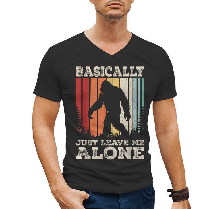 Vintage Basically Just Leave Me Alone Bigfoot Introverts Men's V-Neck T-Shirt