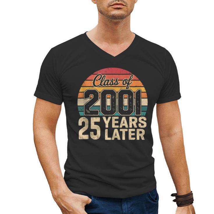 Vintage Class Of 2001 25 Years Later Reunion 25th Graduation Men's V-Neck T-Shirt