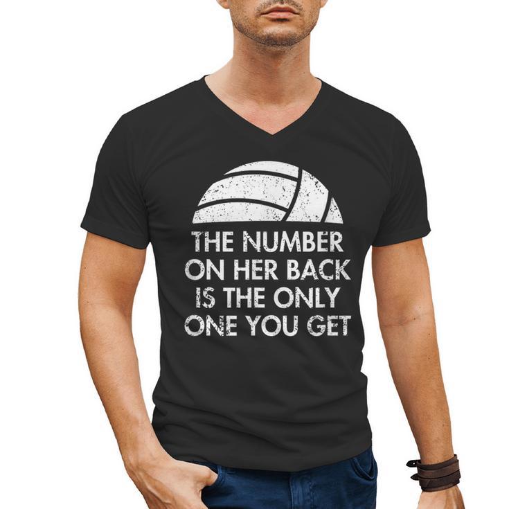 Volleyball Dad MoM Daughter Back Number Men's V-Neck T-Shirt