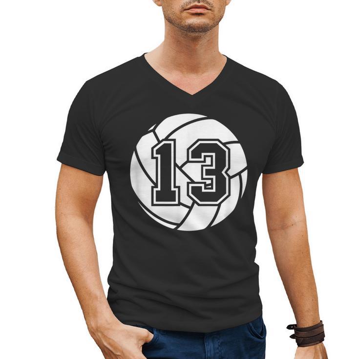Volleyball Player 13 Volleyball Mom Dad Jersey Number 13 Men's V-Neck T-Shirt