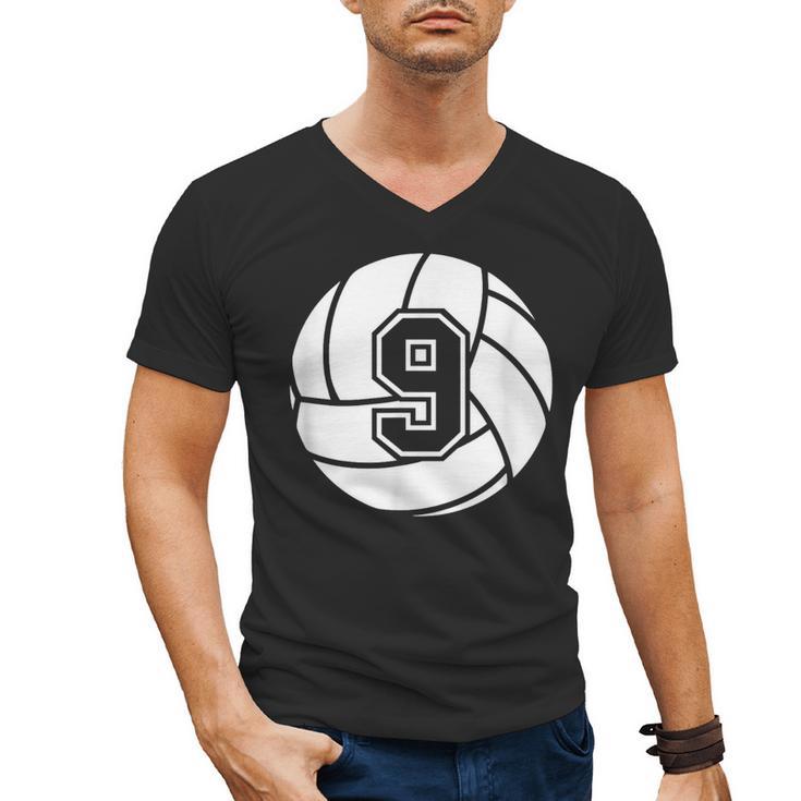 Volleyball Player 9 Volleyball Mom Dad Jersey Number 9 Men's V-Neck T-Shirt