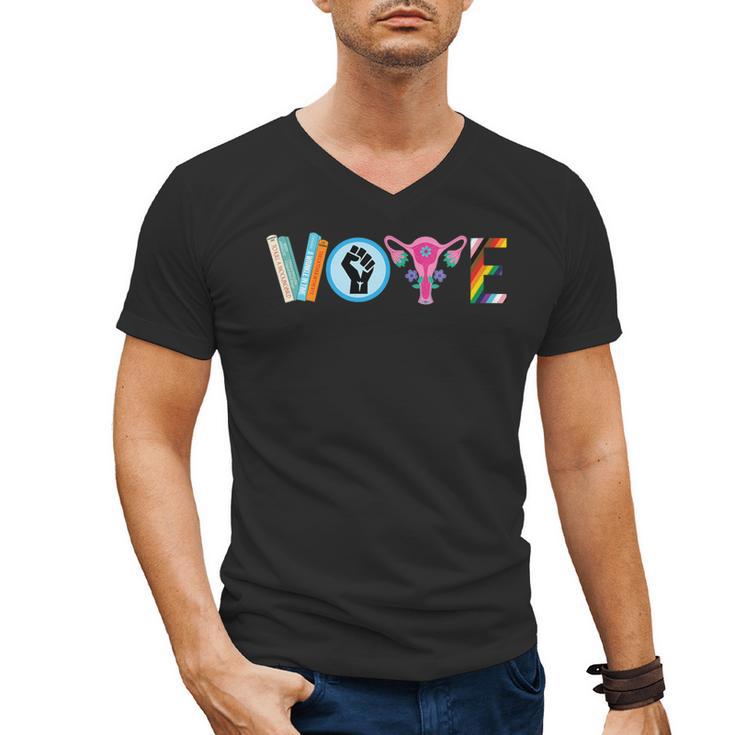 Vote Reproductive Right BLM Political Activism Lgbtq Book Men's V-Neck T-Shirt