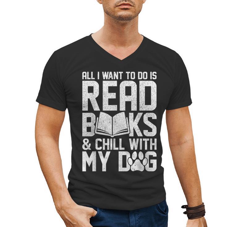 All I Want To Do Is Read Books Reading Dog Lovers Men's V-Neck T-Shirt