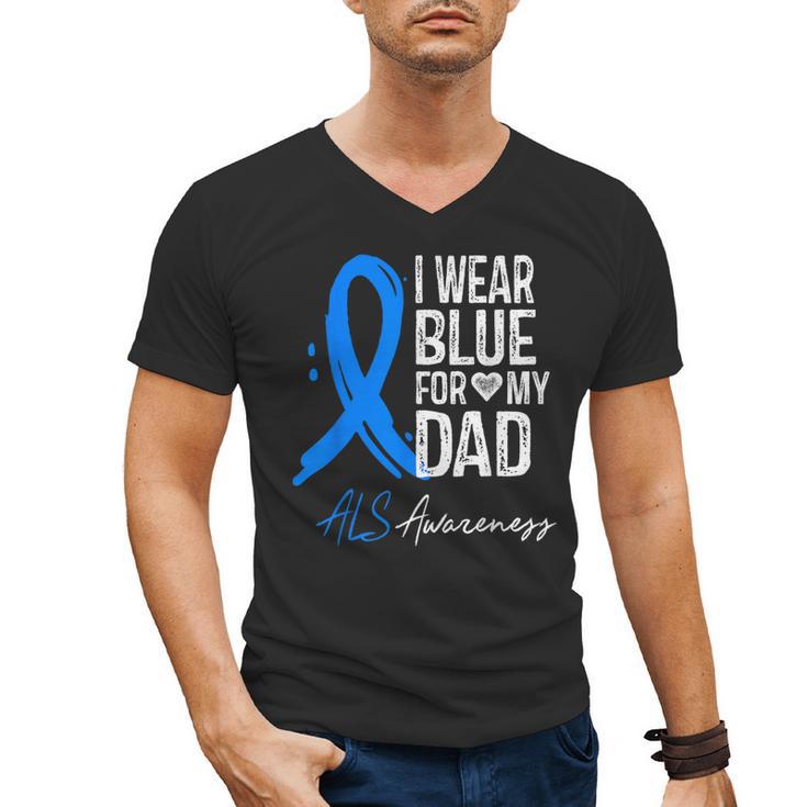 I Wear Blue For My Dad Shirt ALS Awareness Tshirt Men's V-Neck T-Shirt