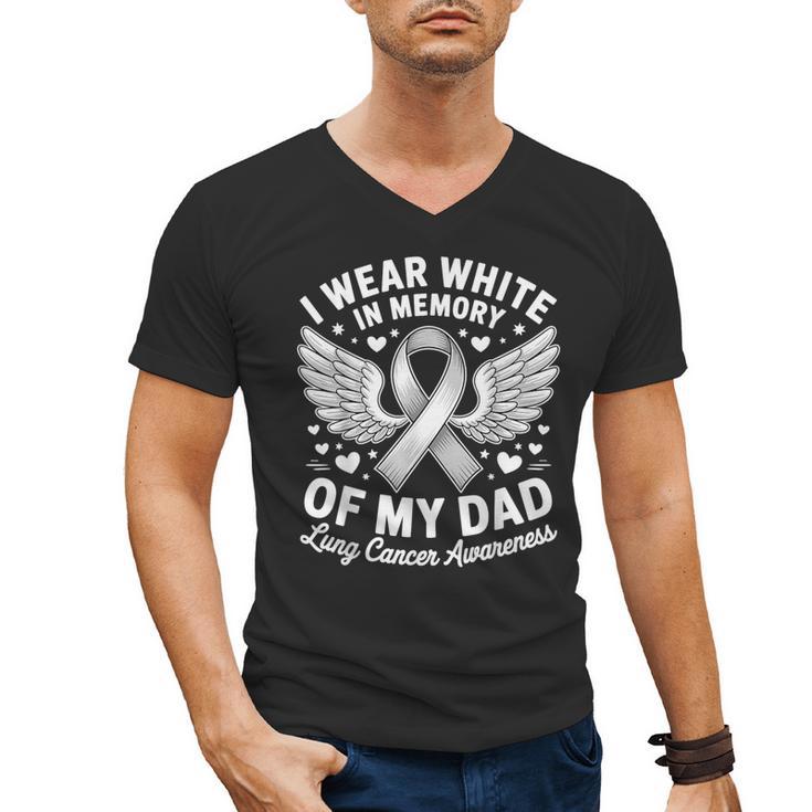 I Wear In Memory Of My Dad Lung Cancer Awareness Men's V-Neck T-Shirt